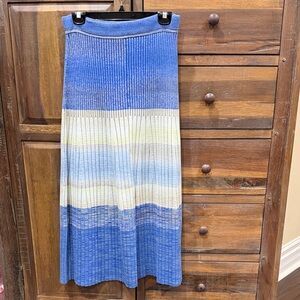 Jonathan Simkhai Blue and Cream Stripes Maxi Skirt